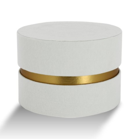 SCATOLA TONDA D13 H9 AVORIO VELLUTO MARTELLATO